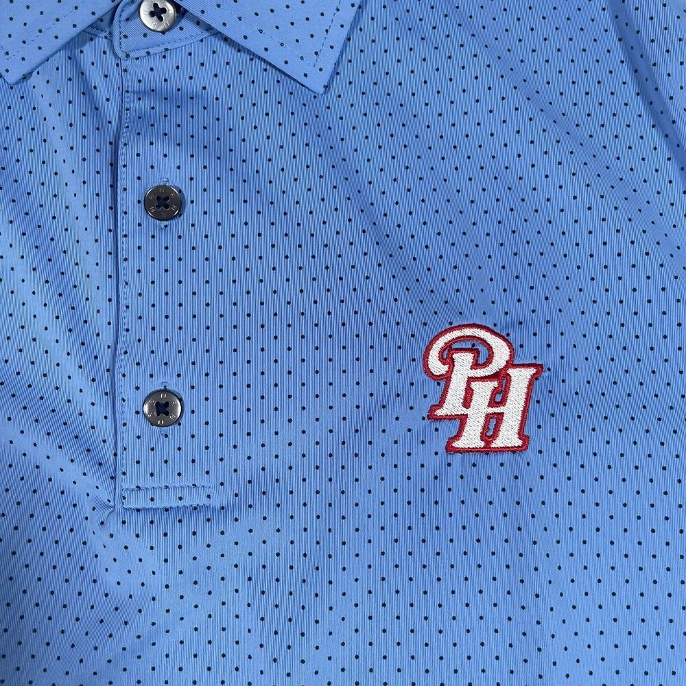 FootJoy Golf Men's Medium Stretch Light Blue Polka Dots Pullover Polo Shirt - Picture 4 of 9
